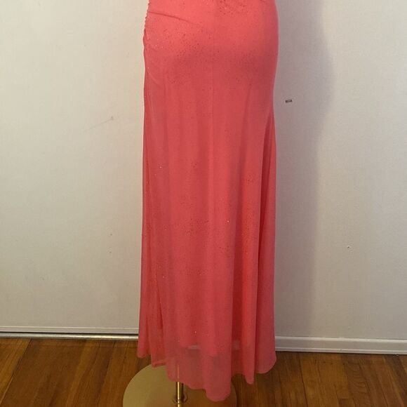 Vintage Late 90's City Triangles Pink One Shoulder Sparkle Maxi Gown Size XS - Picture 8 of 12